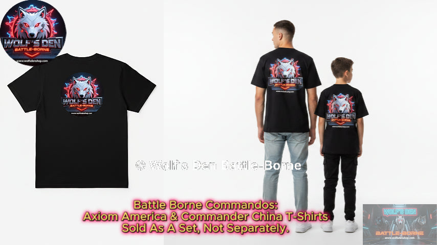 Commander Red Dragon graphic tee — Wolf's Den 
Battle-Borne collector streetwear featuring Meng 
in black red and gold dragon armor