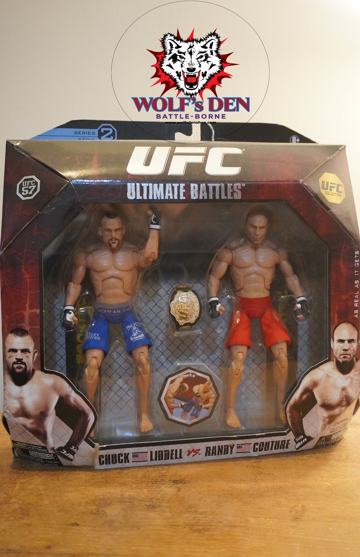 UFC MMA Action Figures Chuck Liddell vs Randy Coture with Light Heavyweight Championship Belt