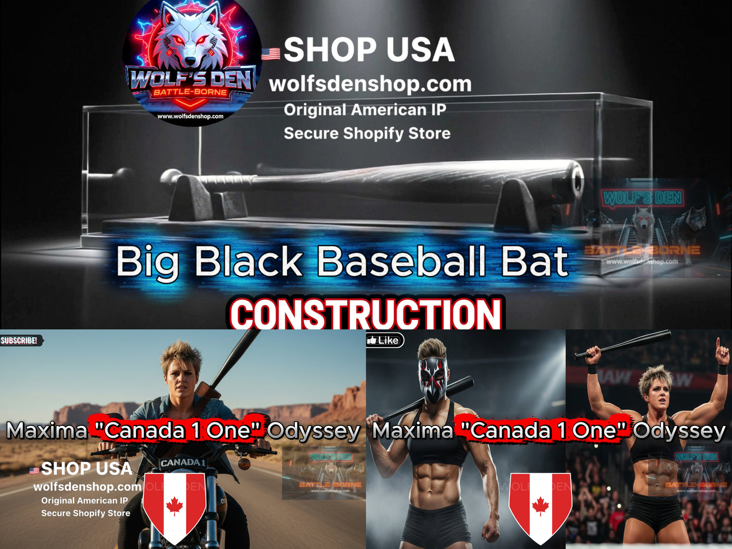 Official Wolf's Den Black Baseball Bat - Maxima "Canada One" Signature Collectible