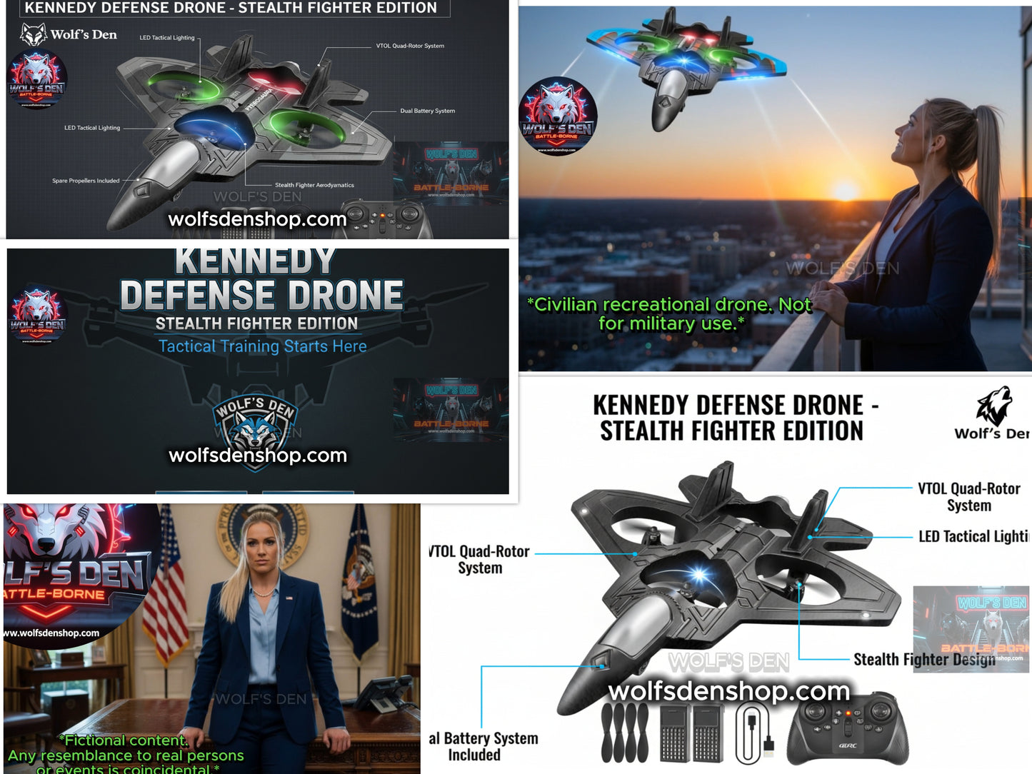 Kennedy Defense Drone - Stealth Fighter Edition | Tactical RC Jet VTOL System