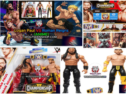 Logan Paul VS Roman Reigns Action Figures With WWE Universal Championship