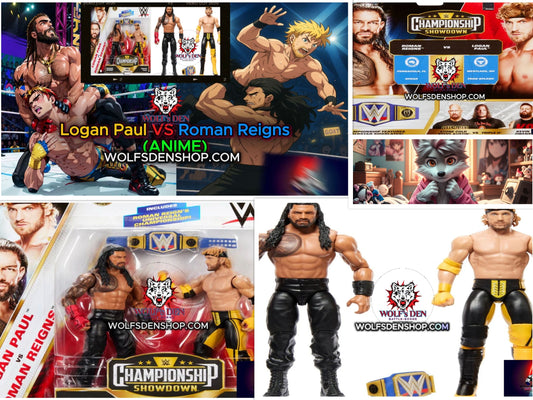 Logan Paul VS Roman Reigns Action Figures With WWE Universal Championship