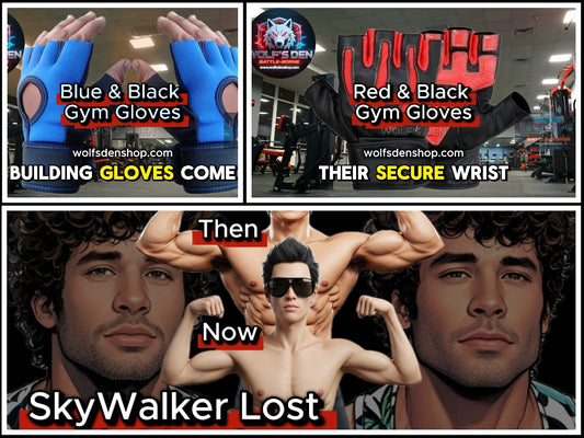 Red and Black, Black and Blue, Heavy-Duty, Bodybuilding Gym Gloves.