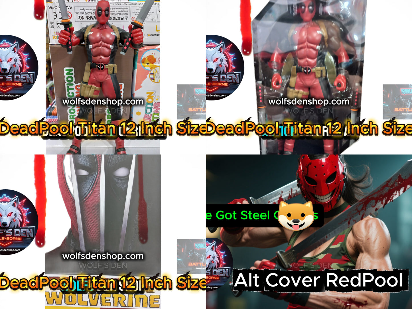 DeadPool 12 Inch Titan Size With Double Katana Swords