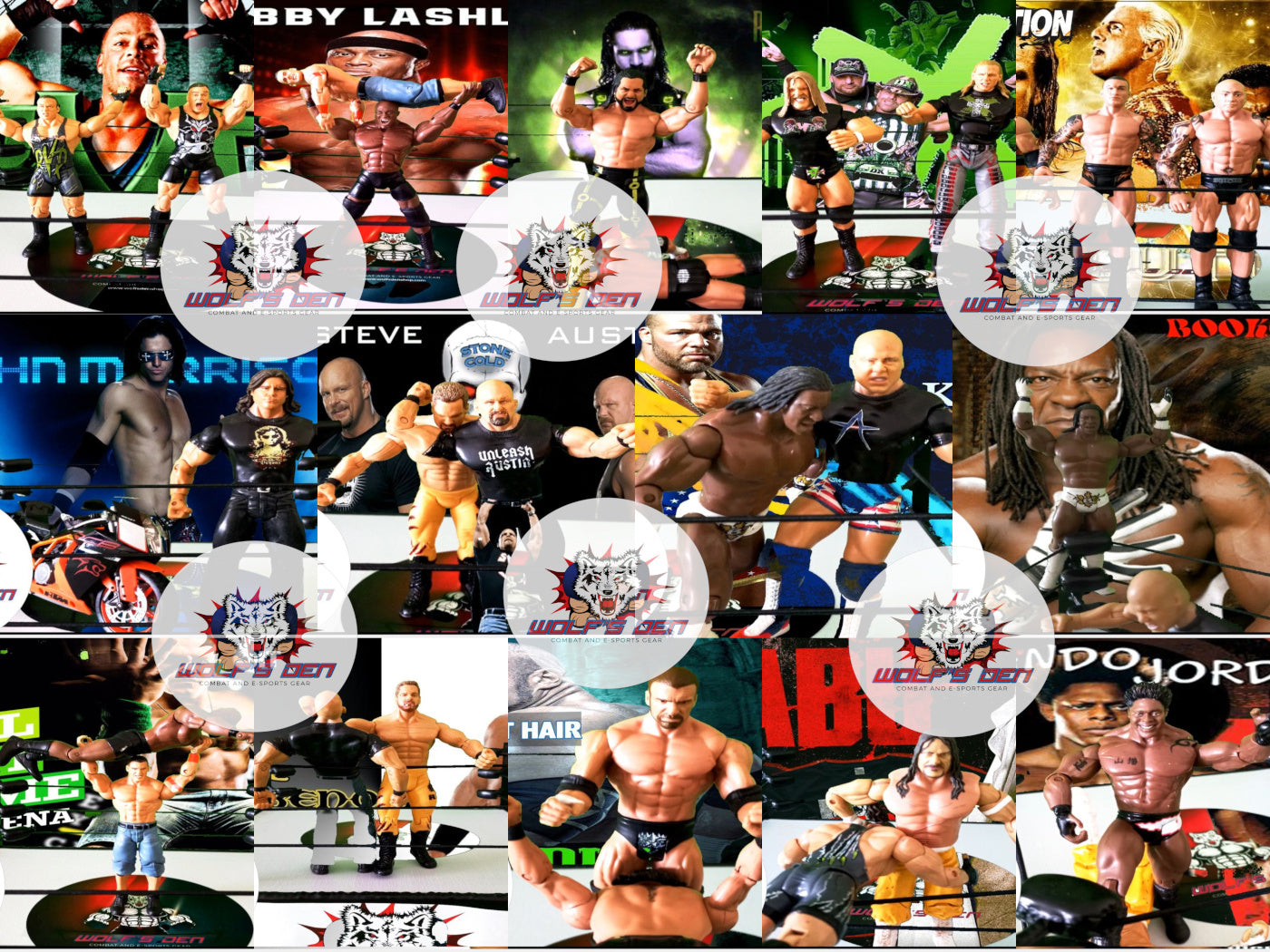 Evolution Pack Pro Wrestling AEW and WWE Action Figures Bobby Lashley Degeneration X Rob Van Damme Evolution