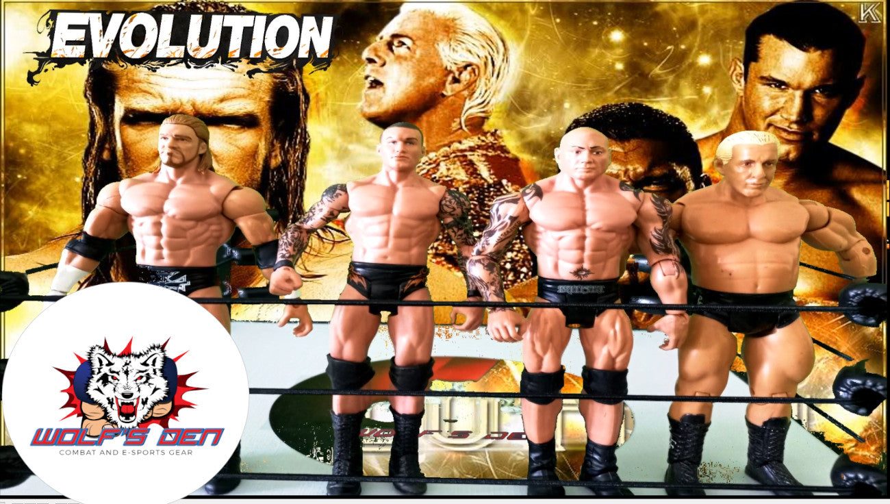 Evolution Pack Pro Wrestling AEW and WWE Action Figures Bobby Lashley Degeneration X Rob Van Damme Evolution
