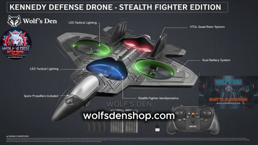 Kennedy Defense Drone - Stealth Fighter Edition | Tactical RC Jet VTOL System