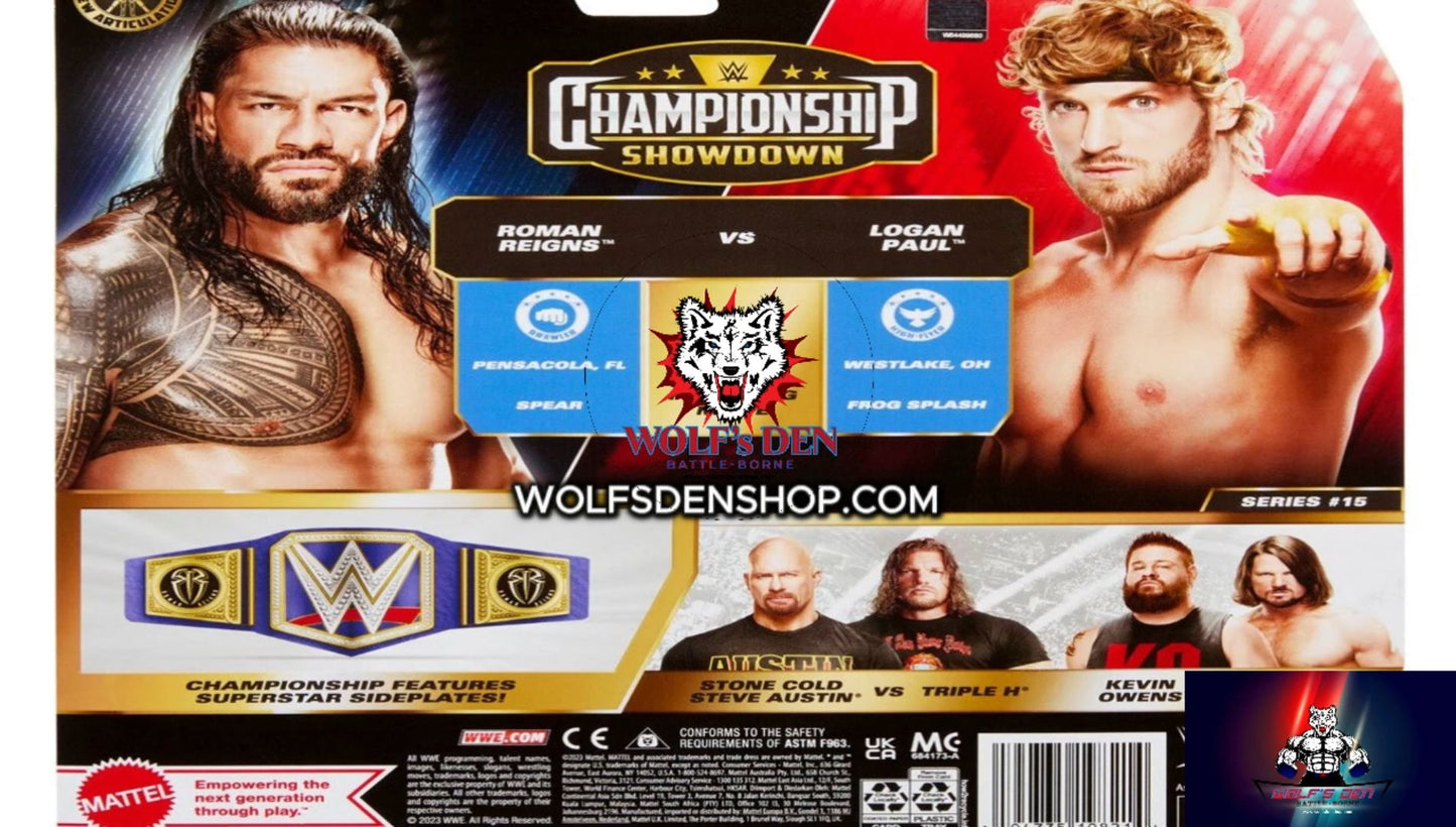 Logan Paul VS Roman Reigns Action Figures With WWE Universal Championship