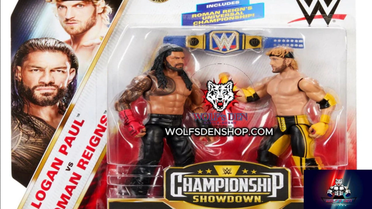 Logan Paul VS Roman Reigns Action Figures With WWE Universal Championship