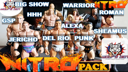 WWE, AEW, and UFC Action Figures Nitro Pack: CM Punk, Alexa Bliss, Shield Roman Reins, Young HHH, GSP, Chris Jericho, Ultimate Warrior, Sheamus, Big Show and Alberto Del Rio Action Figures