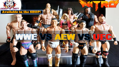 WWE, AEW, and UFC Action Figures Nitro Pack: CM Punk, Alexa Bliss, Shield Roman Reins, Young HHH, GSP, Chris Jericho, Ultimate Warrior, Sheamus, Big Show and Alberto Del Rio Action Figures