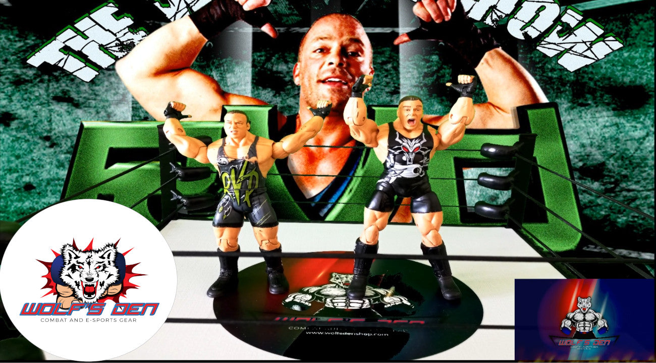 Evolution Pack Pro Wrestling AEW and WWE Action Figures Bobby Lashley Degeneration X Rob Van Damme Evolution