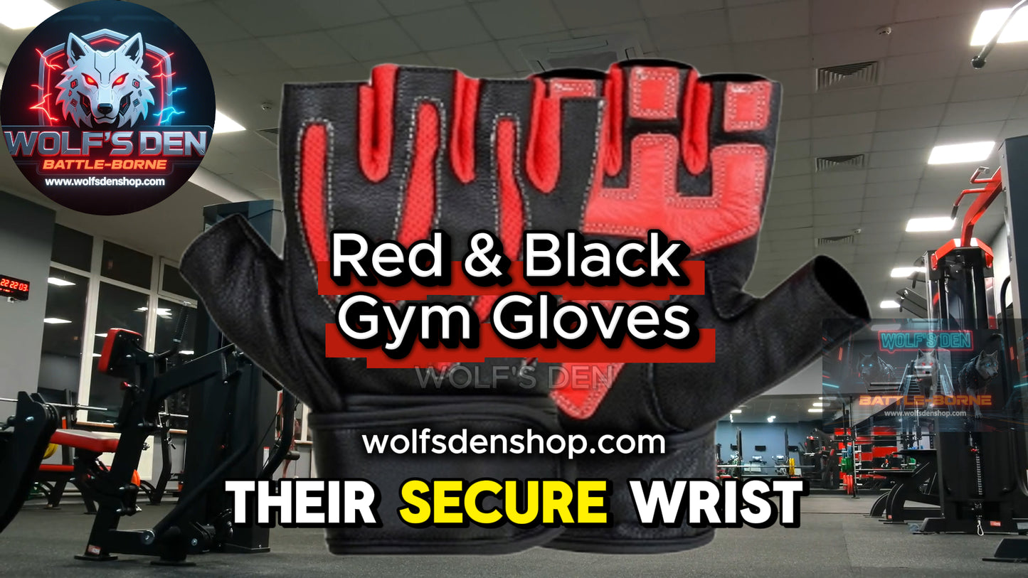 Red and Black, Black and Blue, Heavy-Duty, Bodybuilding Gym Gloves.