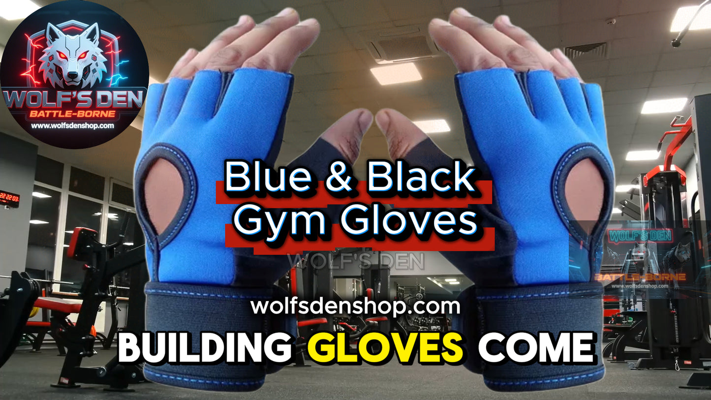 Red and Black, Black and Blue, Heavy-Duty, Bodybuilding Gym Gloves.